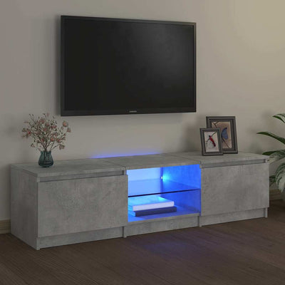 Betoninharmaa tv-taso led-valoilla Dondos 140x40x35,5cm