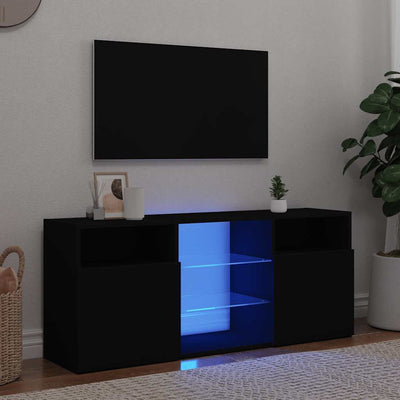 Musta tv-taso led-valoilla Zornia 120x30x50cm