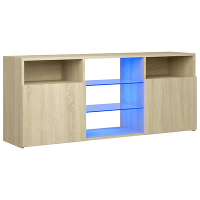 TV-taso LED-valoilla Sonoma-tammi 120x30x50 cm