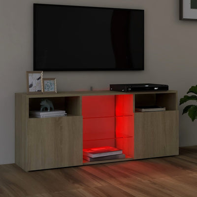 TV-taso LED-valoilla Sonoma-tammi 120x30x50 cm