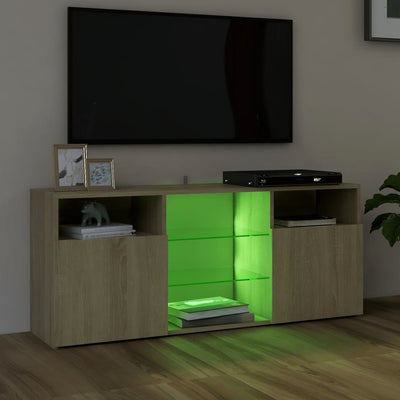 TV-taso LED-valoilla Sonoma-tammi 120x30x50 cm