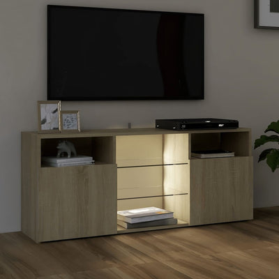 TV-taso LED-valoilla Sonoma-tammi 120x30x50 cm
