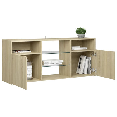 TV-taso LED-valoilla Sonoma-tammi 120x30x50 cm