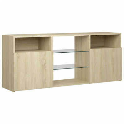 TV-taso LED-valoilla Sonoma-tammi 120x30x50 cm