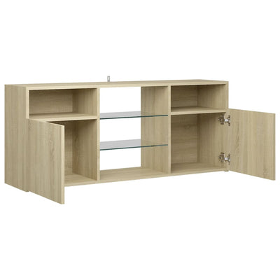 TV-taso LED-valoilla Sonoma-tammi 120x30x50 cm
