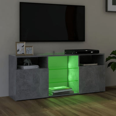 TV-taso LED-valoilla betoninharmaa 120x30x50 cm