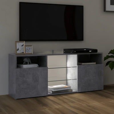 TV-taso LED-valoilla betoninharmaa 120x30x50 cm