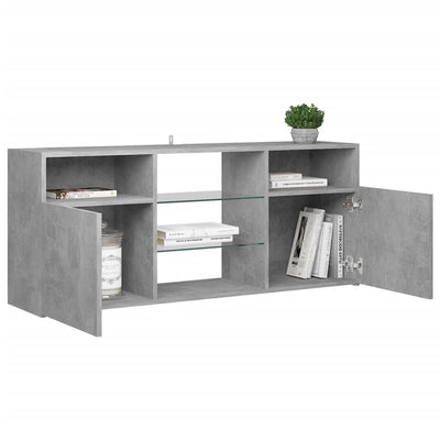 TV-taso LED-valoilla betoninharmaa 120x30x50 cm