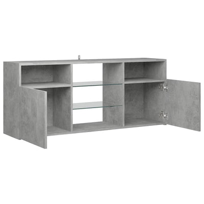 TV-taso LED-valoilla betoninharmaa 120x30x50 cm