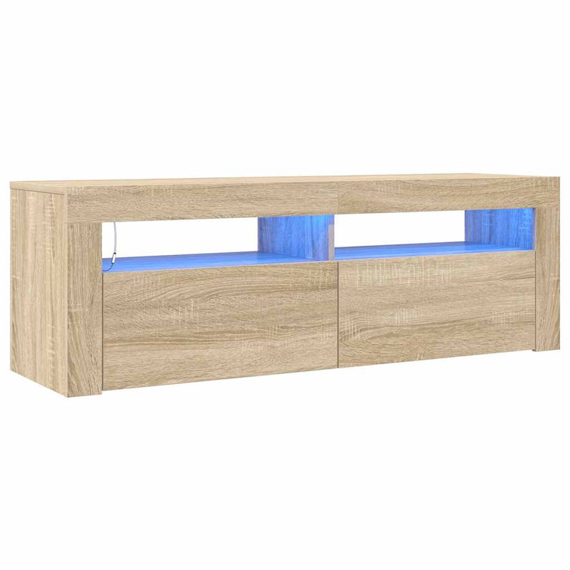 Sonoma tammi tv-taso led-valoilla Nunut 120x35x40cm