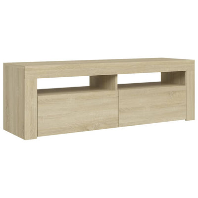 TV-taso LED-valoilla Sonoma-tammi 120x35x40 cm