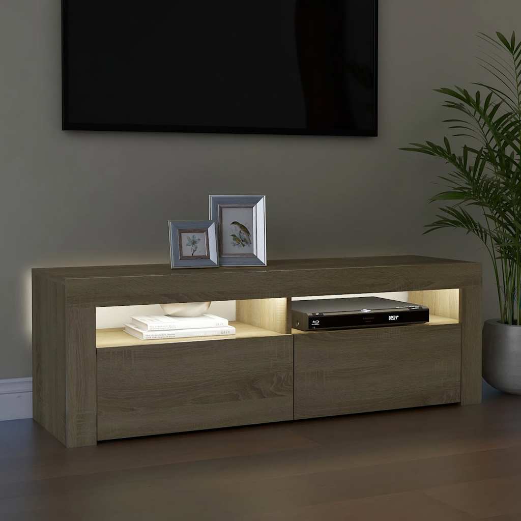 Sonoma tammi tv-taso led-valoilla Nunut 120x35x40cm
