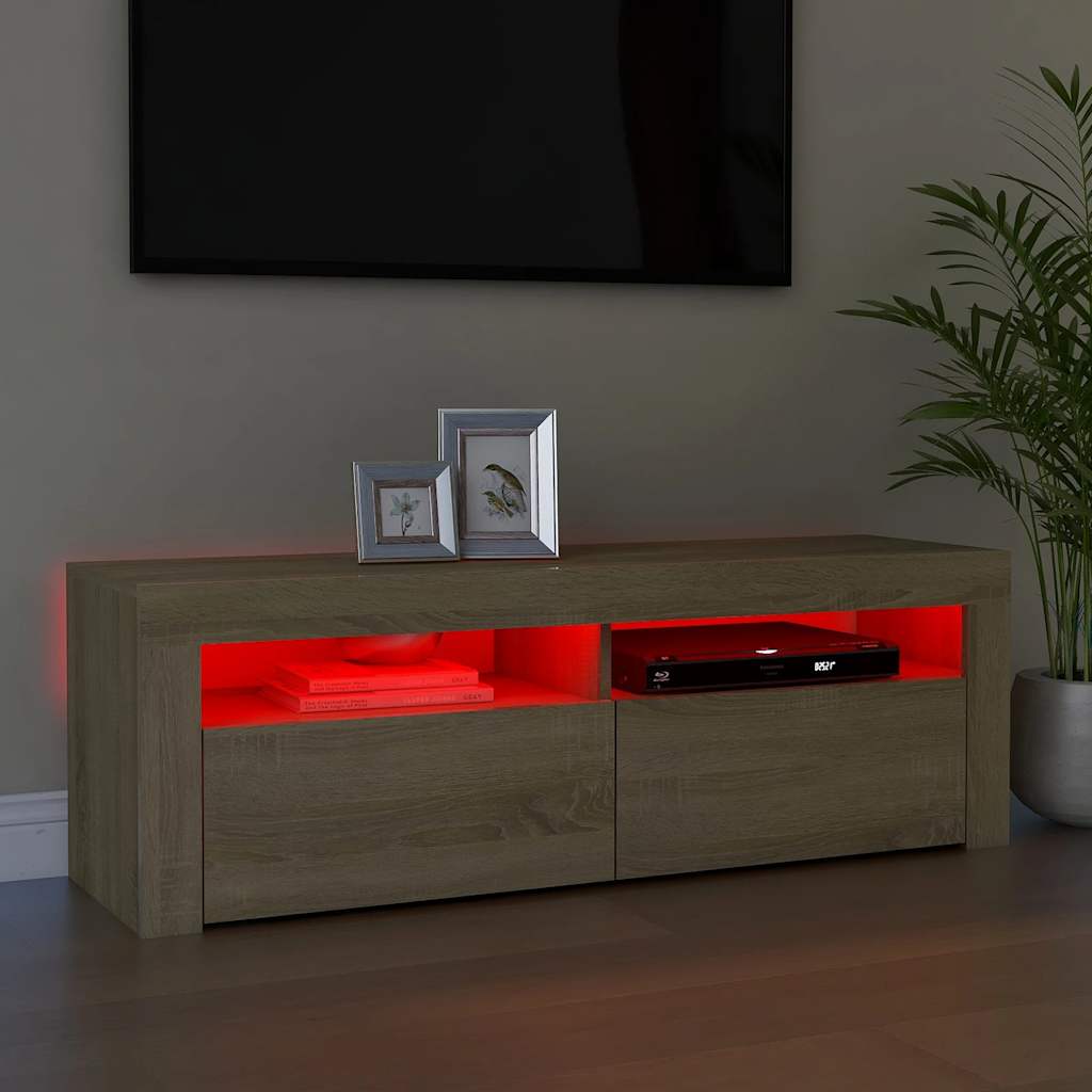 Sonoma tammi tv-taso led-valoilla Nunut 120x35x40cm