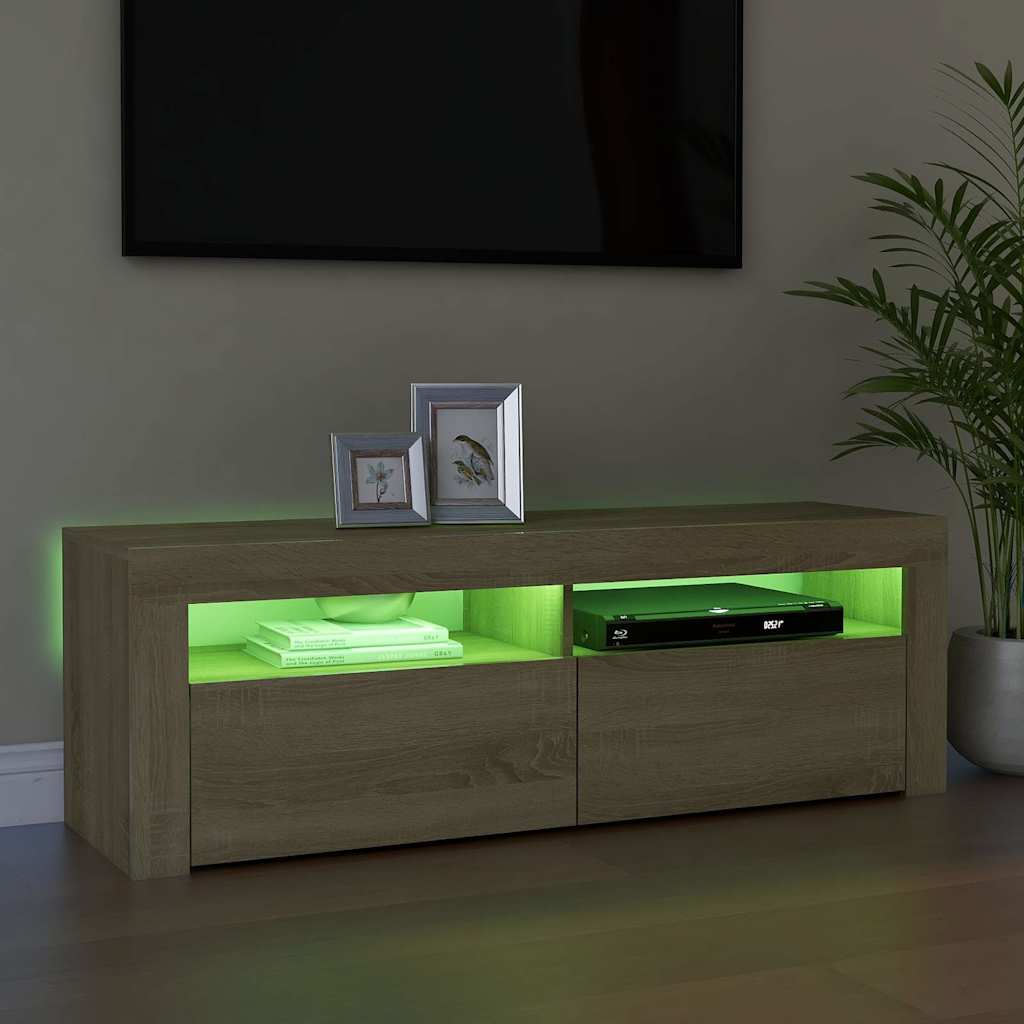 Sonoma tammi tv-taso led-valoilla Nunut 120x35x40cm