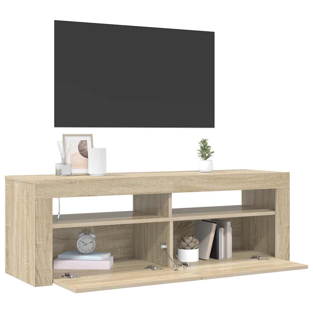 Sonoma tammi tv-taso led-valoilla Nunut 120x35x40cm