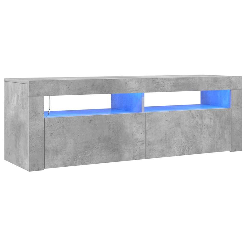 Betoninharmaa tv-taso led-valoilla Nunut 120x35x40cm