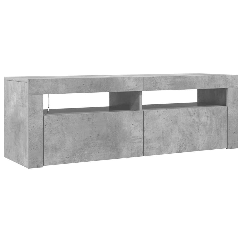 Betoninharmaa tv-taso led-valoilla Nunut 120x35x40cm