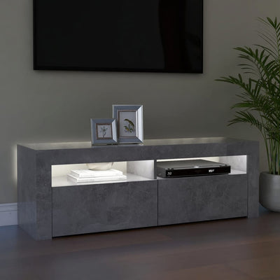 TV-taso LED-valoilla betoninharmaa 120x35x40 cm