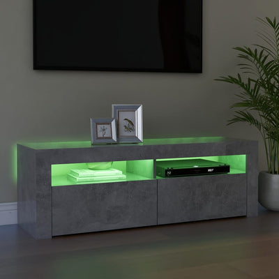 TV-taso LED-valoilla betoninharmaa 120x35x40 cm