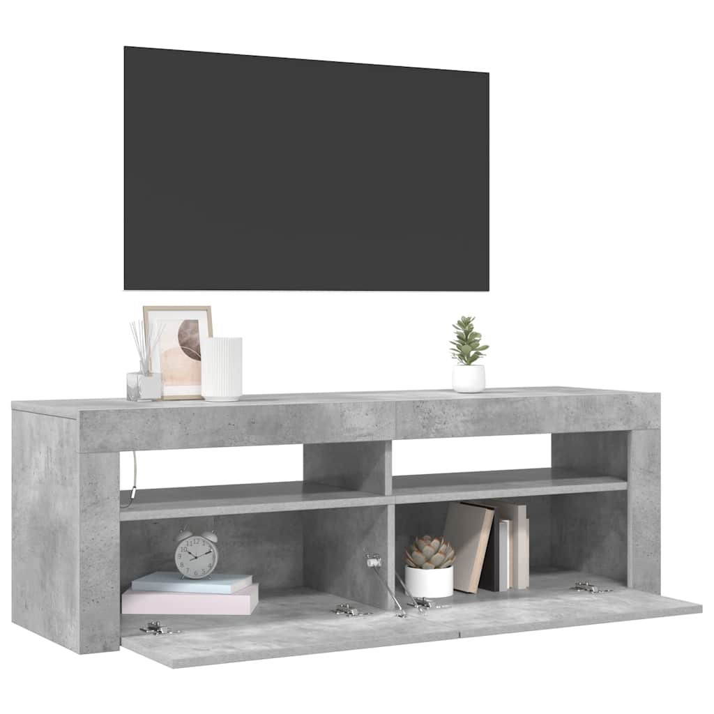 Betoninharmaa tv-taso led-valoilla Nunut 120x35x40cm