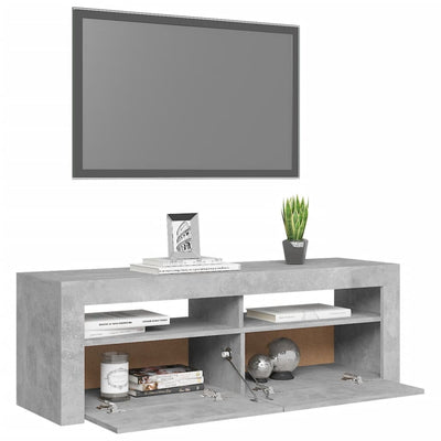 TV-taso LED-valoilla betoninharmaa 120x35x40 cm