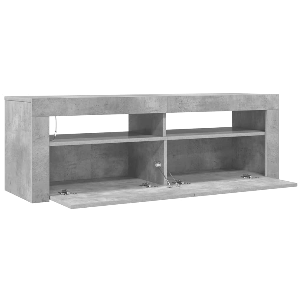 Betoninharmaa tv-taso led-valoilla Nunut 120x35x40cm