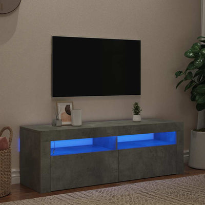 Betoninharmaa tv-taso led-valoilla Nunut 120x35x40cm