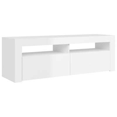 TV-taso LED-valoilla korkeakiilto valkoinen 120x35x40 cm