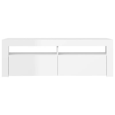 TV-taso LED-valoilla korkeakiilto valkoinen 120x35x40 cm