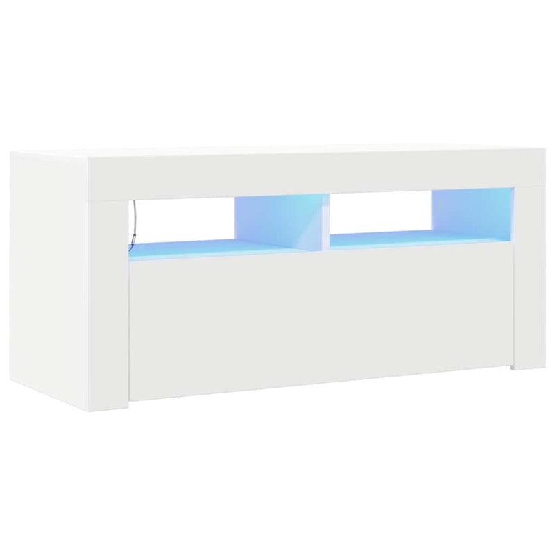 Valkoinen Sanaa tv-taso led-valoilla 90x35x40cm