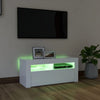 TV-taso LED-valoilla valkoinen 90x35x40 cm
