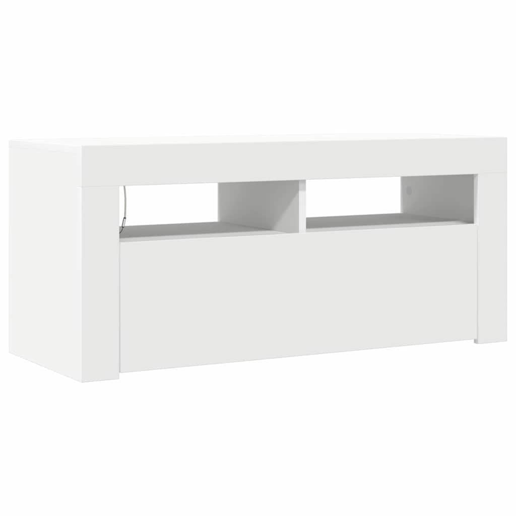 Valkoinen Sanaa tv-taso led-valoilla 90x35x40cm