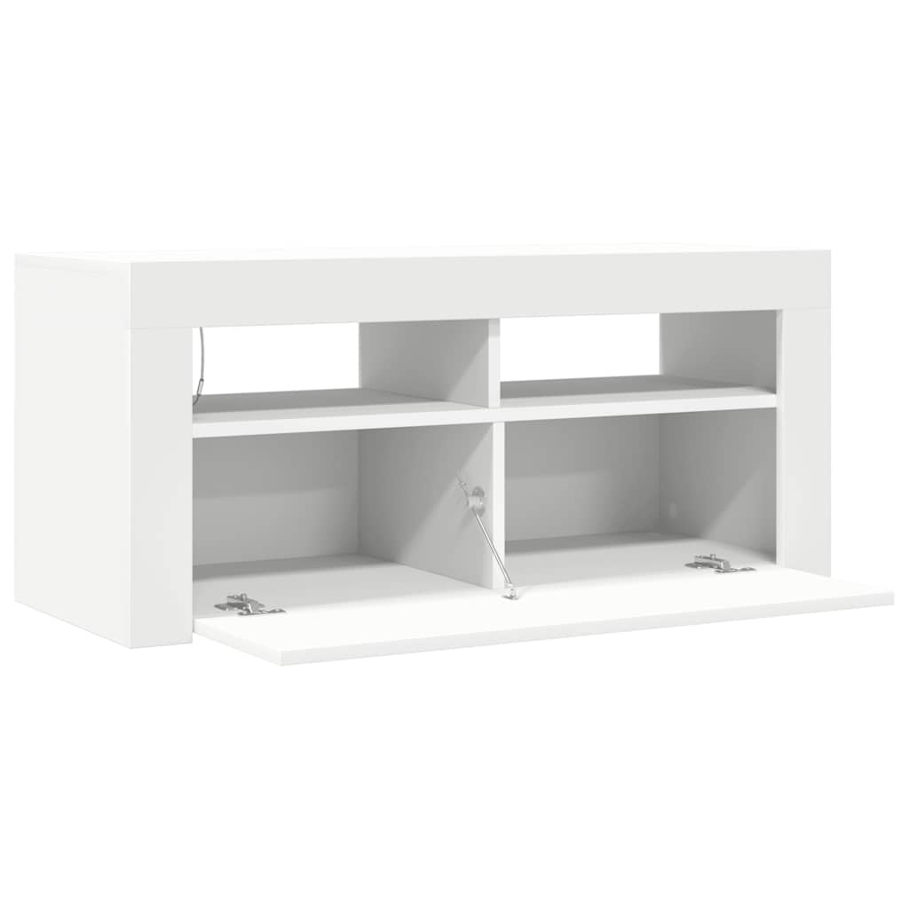 Valkoinen Sanaa tv-taso led-valoilla 90x35x40cm