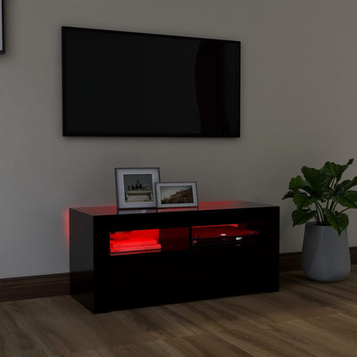 TV-taso LED-valoilla musta 90x35x40 cm