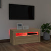 TV-taso LED-valoilla Sonoma-tammi 90x35x40 cm