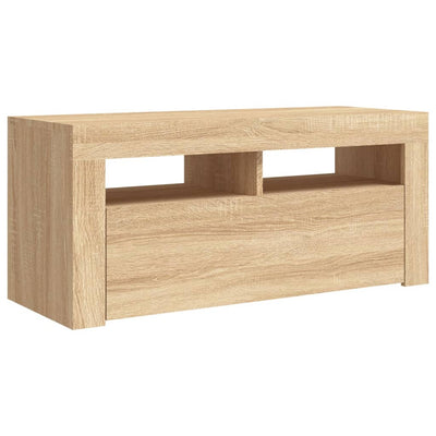 TV-taso LED-valoilla Sonoma-tammi 90x35x40 cm