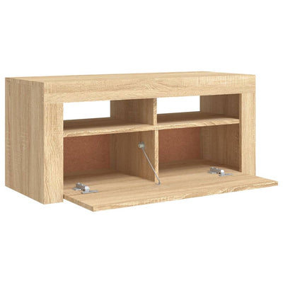 TV-taso LED-valoilla Sonoma-tammi 90x35x40 cm