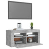 TV-taso LED-valoilla betoninharmaa 90x35x40 cm