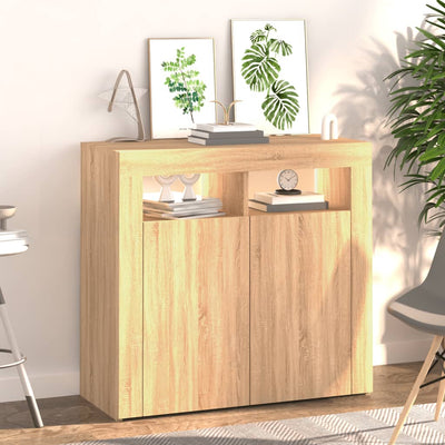 Senkki LED-valoilla Sonoma-tammi 80x35x75 cm