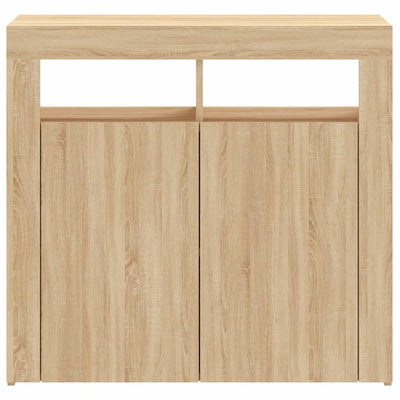 Senkki LED-valoilla Sonoma-tammi 80x35x75 cm