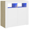Senkki LED-valoilla valkoinen ja Sonoma-tammi 80x35x75 cm