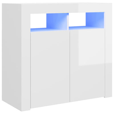 Senkki LED-valoilla korkeakiilto valkoinen 80x35x75 cm