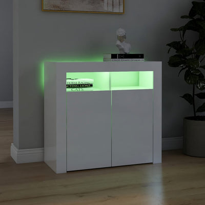 Senkki LED-valoilla korkeakiilto valkoinen 80x35x75 cm
