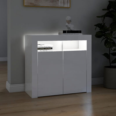 Senkki LED-valoilla korkeakiilto valkoinen 80x35x75 cm
