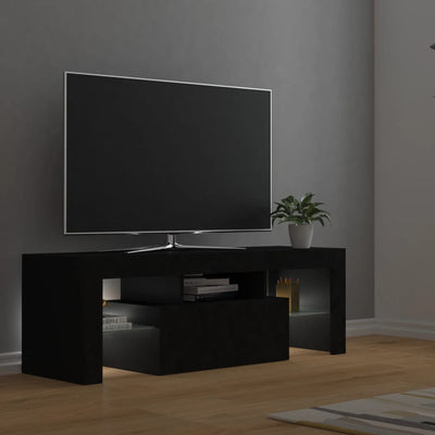 TV-taso LED-valoilla musta 120x35x40 cm