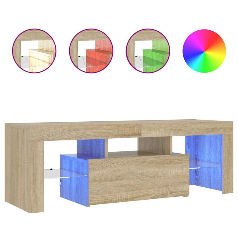 Sonoma tammi tv-taso led-valoilla Lupeanu 120x35x40cm