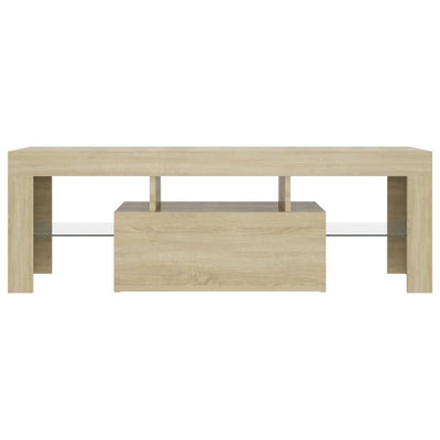 TV-taso LED-valoilla Sonoma-tammi 120x35x40 cm