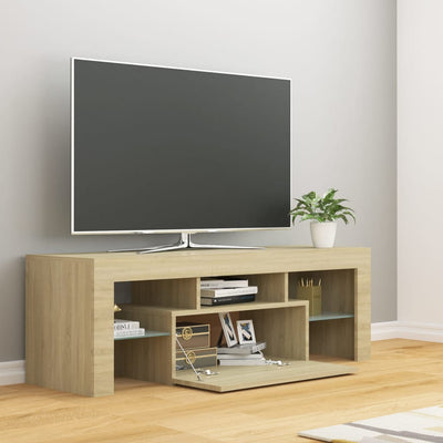 TV-taso LED-valoilla Sonoma-tammi 120x35x40 cm