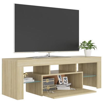 TV-taso LED-valoilla Sonoma-tammi 120x35x40 cm