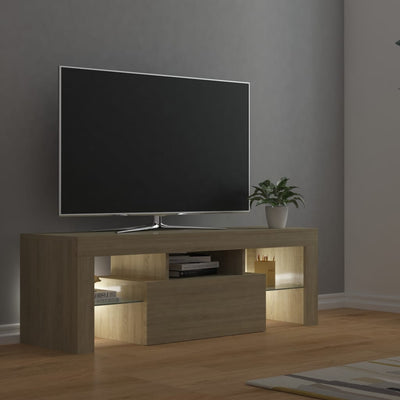 TV-taso LED-valoilla Sonoma-tammi 120x35x40 cm